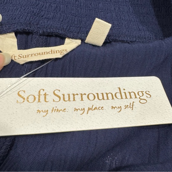 Soft Surroundings Deep Blue A-Line Skirt with White Embroidery - Picture 7 of 8